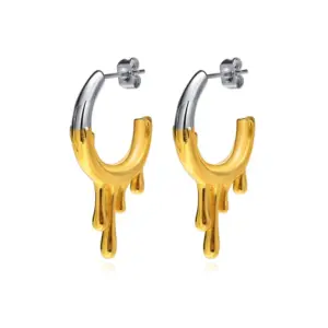Wholesale 1 Pair Fashion C Shape Plating 201 Stainless Steel Stainless Steel Earrings