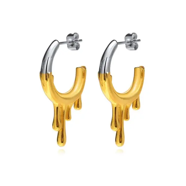 Wholesale 1 Pair Fashion C Shape Plating 201 Stainless Steel Stainless Steel Earrings