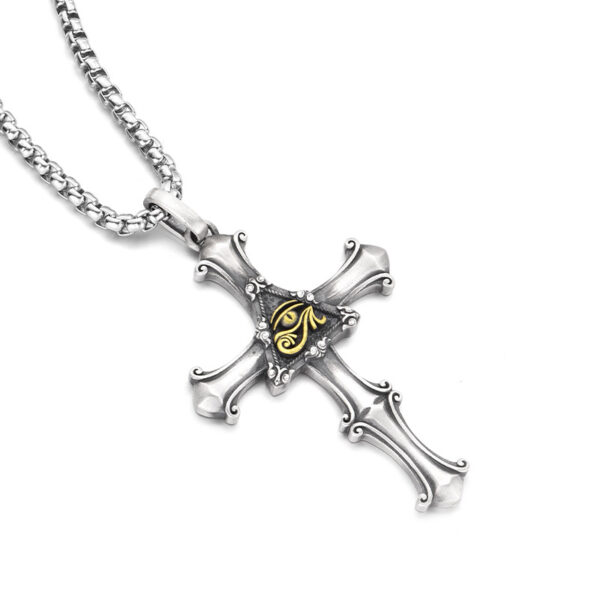 oly-80feaa70fb15e17b814668964d50fbb0 Wholesale Chiba European and American Horus Eye of God Thai silver cross necklace boys trendy retro high street personality pendant