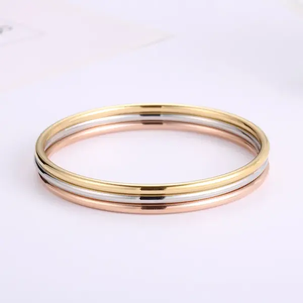 Wholesale PVD Coated 18K Gold Plated Rose Gold Plated Real Gold Plated Solid Color Titanium Steel Simple Style Waterproof Non Tarnish 304 Stainless Steel Bangle