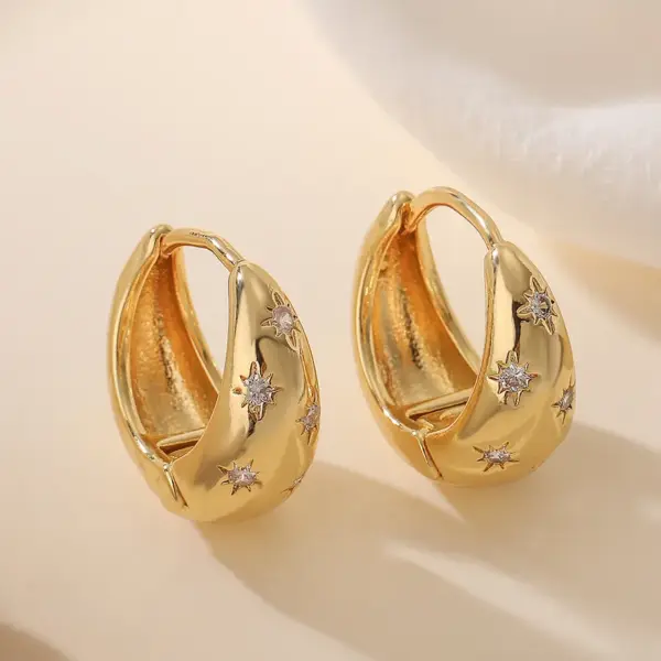 Wholesale 1 Pair Ig Style Simple Style Geometric Plating Inlay Copper Zircon 18k Gold Plated Earrings