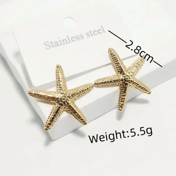 Wholesale 304 Stainless Steel Starfish Electroplating Golden Plated Elegant Retro Commute Waterproof Non Tarnish Gold Ear Studs