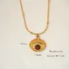 Wholesale 304 Stainless Steel Natural Stone Titanium Steel 14K Gold Plated Retro Ethnic Style Classic Style Plating Geometric Round Eye Rings Necklace