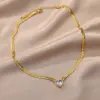 oly-810b8ec4ac2551be03b3663f7a77a428 Wholesale PVD Coated Real Gold Plated 18K Gold Heart Shape 304 Stainless Steel Simple Style Waterproof Non Tarnish 304 Stainless Steel Necklace