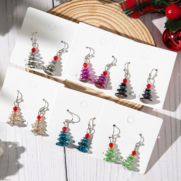 Wholesale Crystal-plated Christmas tree earrings