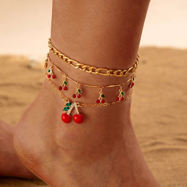 Wholesale Red Rice Beads Multi-Layered Foot Ornaments