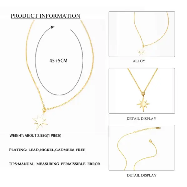 Wholesale PVD Coated 14K Gold Real Gold Plated Geometric 304 Stainless Steel Fashion Waterproof Non Tarnish 304 Stainless Steel Necklace