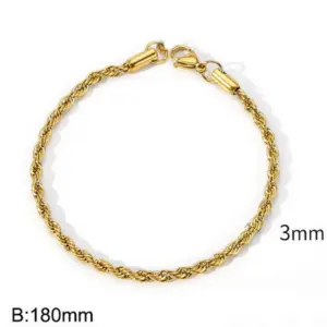 Gold (Width 3mm) / Bracelet 7 Inches (Length 18cm)