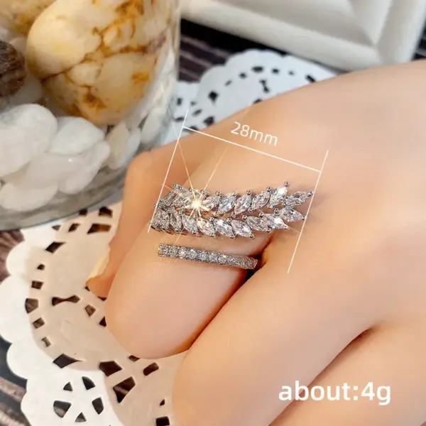 Wholesale Lady Grain Copper Plating Zircon Women's Open Ring 1 Piece