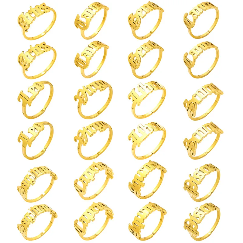 Wholesale Ion Plating (IP) Real Gold Plated 18K Gold Contion 304 Stainless Steel Simple Style Waterproof Non Tarnish Rings