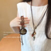 oly-811cb293ea05f4ba1046e332d6acaea3 Wholesale Zen Retro Feather Necklace Women's Ethnic Style Overlapping Beaded Clavicle Chain Long Bohemian Matching