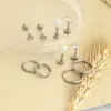Wholesale 1 Set 316L Stainless Steel Ear Cartilage Rings & Studs Heart Shape Waterproof Non Tarnish Surgical Steel Ear Cartilage Rings & Studs