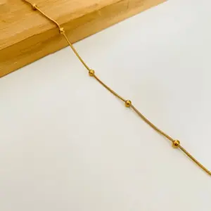1.2mm Golden round Snake Bone Clip Bead Necklace / 55 5cm Extension Chain