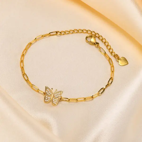 Wholesale Copper Gold Plated Simple Style Star Butterfly Heart Shape Zircon Bracelets