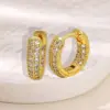 Wholesale Elegant Copper Plated 18K Gold Zirconia Embedded Earrings Women's Fashion Jewelry Non-Fading Geometric Pattern Hoop Earrings