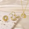 Wholesale PVD Coated 18K Gold Plated Real Gold Plated Geometric 304 Stainless Steel Elegant Waterproof Non Tarnish 304 Stainless Steel Rings Earrings Necklace