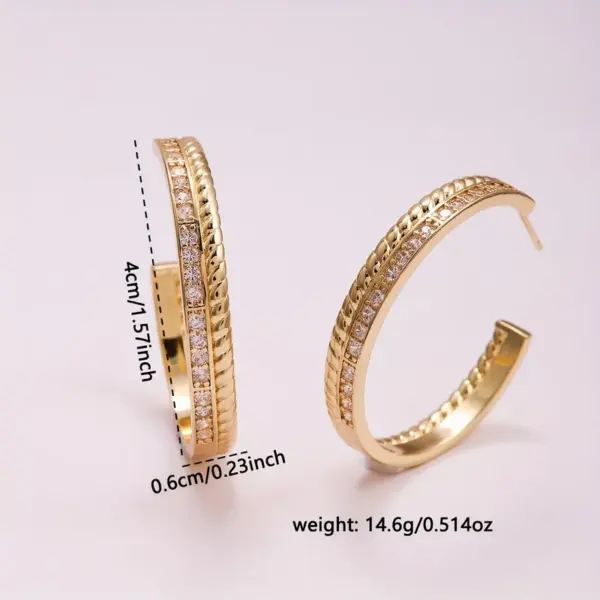 2 Pieces Vintage Style Simple Style Solid Color Plating Inlay Copper Zircon 18K Gold Plated Hoop Earrings
