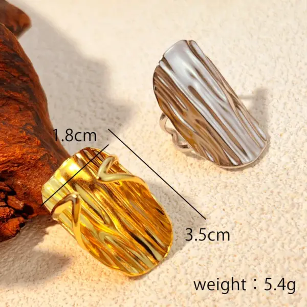 PVD Coated Real Gold Plated 18K Gold Solid Color 304 Stainless Steel Casual Retro Classic Style Waterproof Non Tarnish Open Rings