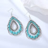 Wholesale Cross-border new double-layer water drop hollow pendant inlaid turquoise earrings female personality retro high quality Party earrings