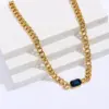 Wholesale Jewelry Fashion Rectangle 201 Stainless Steel Zircon 18K Gold Plated Plating Stainless Steel Necklaces