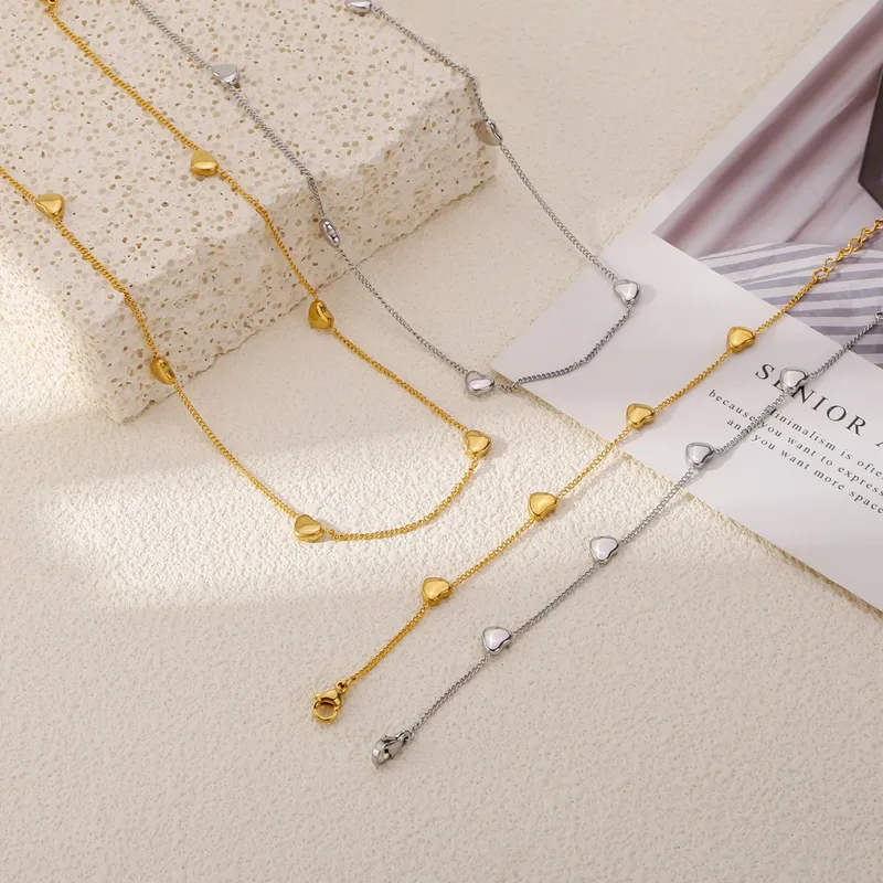 304 Stainless Steel Number PVD Coated 18K Real Gold Plated Sweet Simple Style Waterproof Non Tarnish Gold Bracelets Necklace