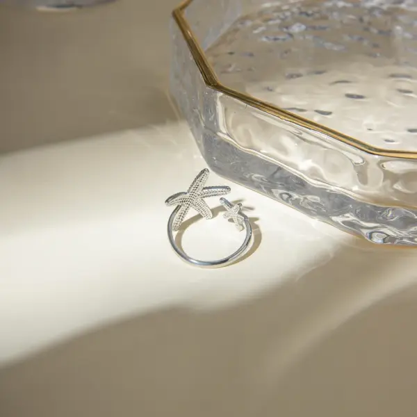 Wholesale Jewelry IG Style Modern Style Classic Style Starfish 304 Stainless Steel PVD Coated Plating Open Rings