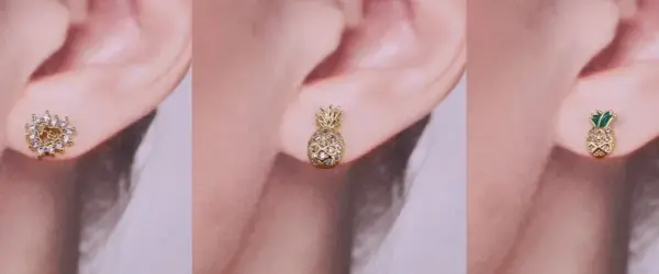Wholesale Korean Copper Micro-set Zircon Peach Heart Pineapple Geometric Sweet Earrings