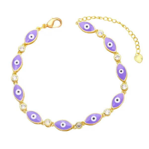 Wholesale Boho Style Evil Eye Bracelet Color Dripping Eye Copper Bracelet Female Wholesale