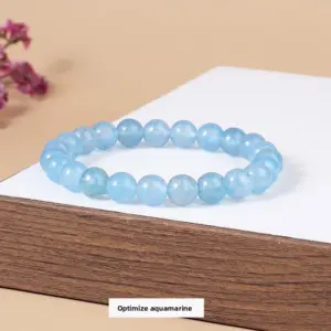 Optimized Transparent Aquamarine Agate Bracelet / Diameter 10.1-10.8mm (about 17-19 Pieces)