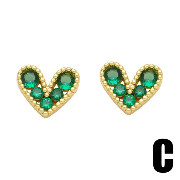 Wholesale 1 Pair Cute Sweet Heart Shape Pineapple Butterfly Plating Inlay Copper Zircon 18k Gold Plated Ear Studs