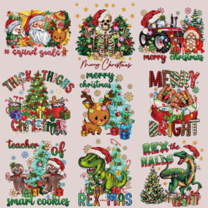 Wholesale Green cartoon Christmas heat transfer pattern