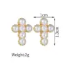 Wholesale PVD Coated Real Gold Plated Printing 304 Stainless Steel Simple Style Waterproof Non Tarnish Ear Studs