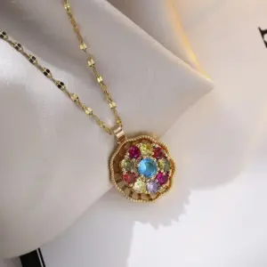 X0032 Seven Colorful Zircon Necklace [With Pendant]