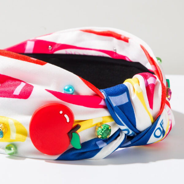 Wholesale Fashion School Season Printed Fabric Headband Diamond Pearl Red Apple Accessories Headband Youth Beautiful College Hair Accessories