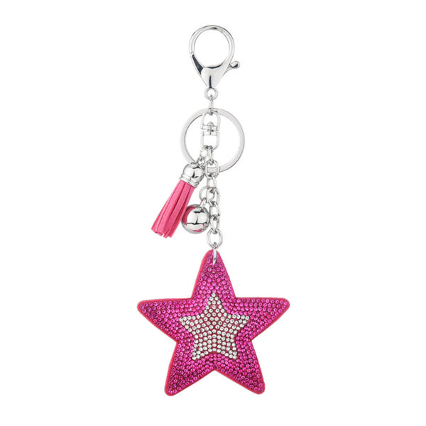 Wholesale Sequins European and American style creative two-color diamond Korean velvet five-pointed star tassel key chain pendant bag jewelry