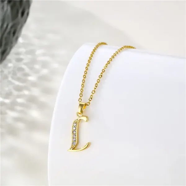 Water Plating Vacuum Real Gold Plated 18K Letter 304 Stainless Steel Titanium Fashion Waterproof Non Tarnish 201 Pendant Necklace