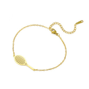 Gold badminton racket thin cross chain