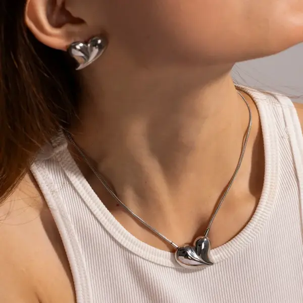 PVD Coated Real Gold Plated 18K Gold Heart Shape Stainless Steel IG Style Waterproof Non Tarnish 304 Stainless Steel Necklace