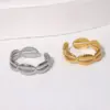 PVD Coated Real Gold Plated Solid Color Stainless Steel Simple Style Waterproof Non Tarnish Open Ring