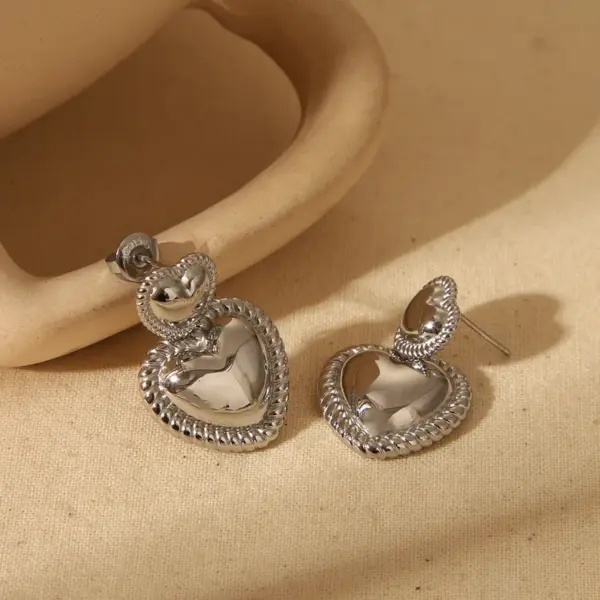 Wholesale 1 Pair Commute Red Heart 304 Stainless Steel 18K Gold Plated Ear Studs