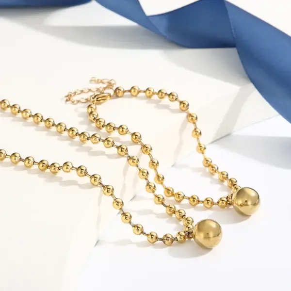 Wholesale PVD Coated 18K Gold Plated Solid Color Stainless Steel Streetwear Waterproof Non Tarnish Bracelets Necklace
