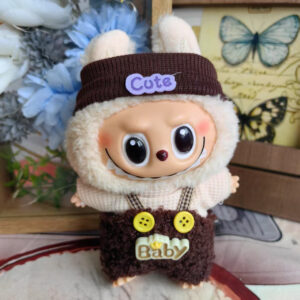 LBB-51 Dark Brown Hoodie Overalls Set / Labubu is wearable in its first, second, and third generations.