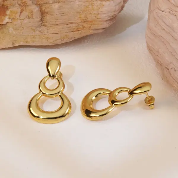1 Pair Vintage Style Classic Style Circle 304 Stainless Steel Imitation Gold Electroplating Ear Studs