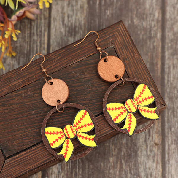 Wholesale Creative Cut Out Ring Splicing Bow Printed Earrings