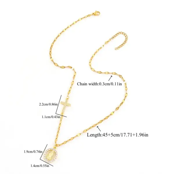 Wholesale Jewelry Classic Style Cross Virgin Mary 201 Stainless Steel 304 Stainless Steel Copper Pendant Necklace