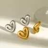 Wholesale 18K Gold Plated 304 Stainless Steel Vacuum Electroplating (In Furnace) Heart-Shaped Three-Dimensional Earrings Valentine's Day Gift