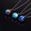 Wholesale 1pc solar system pendant necklace, glass ball pendant necklace, fashion jewelry aessories for men and women gifts