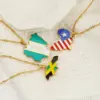 Wholesale Jewelry Hip-Hop Streetwear National Flag Map 304 Stainless Steel Enamel Pendant Necklace Singapore Chain