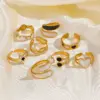 PVD Coated 18K Gold Plated Round Star Heart Shape 304 Stainless Steel Retro Novelty Waterproof Non Tarnish Rings
