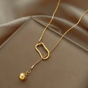 Wholesale Lady Classic Style Geometric Titanium Steel Plating Pendant Necklace